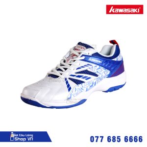 Giày cầu lông Kawasaki 080 trắng xanh thời trang