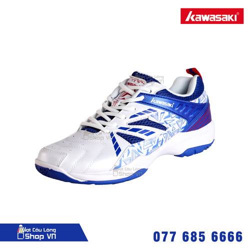 Giày cầu lông Kawasaki 080 trắng xanh thời trang