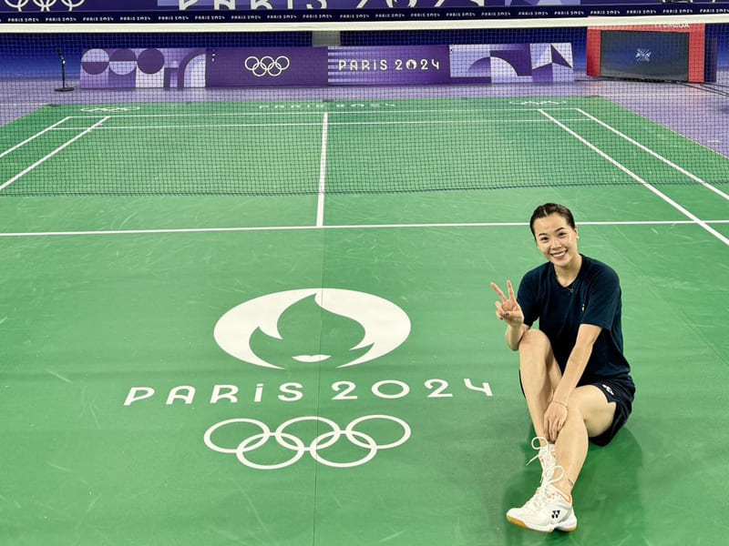Nguyễn Thùy Linh đã được tập trên sân thi đấu môn cầu lông tại Olympic 2024. Ảnh: THÙY LINH